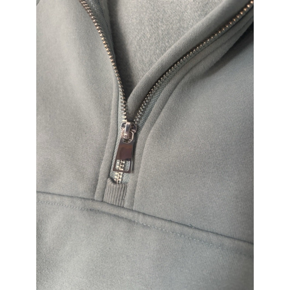 Womens Half Zip Tops Long Sleeve V Neck Baggy Sweatshirt Aqua Teal JJ16 - Picture 3 of 6